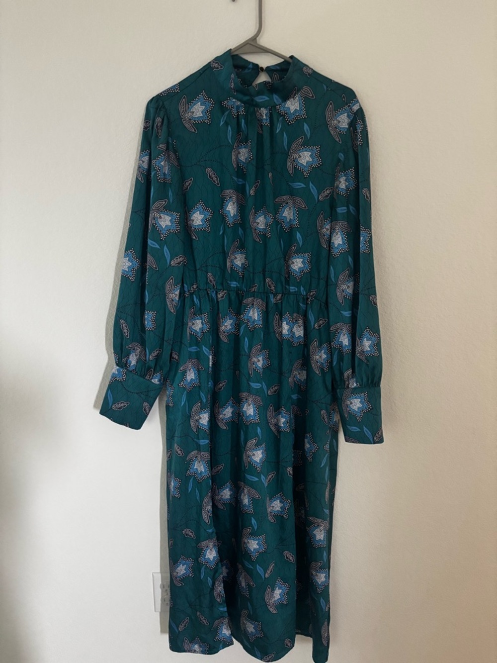 Teal Floral Long Sleeve Dress